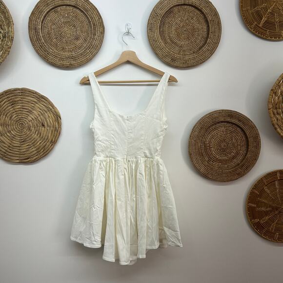 NEW 12th Tribe Neutral Kit White Drop Waist Mini Dress Medium Western Bridal - Picture 3 of 7